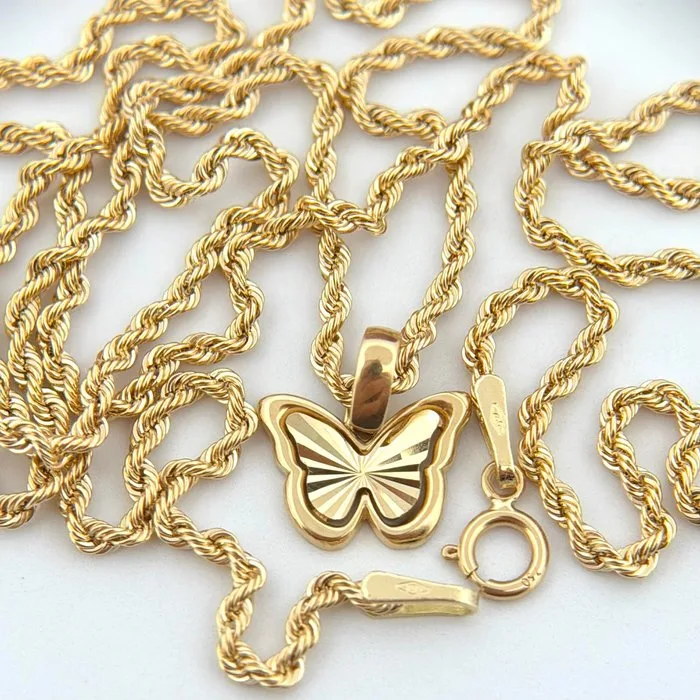 Necklace - 18 kt. Yellow gold - Butterfly