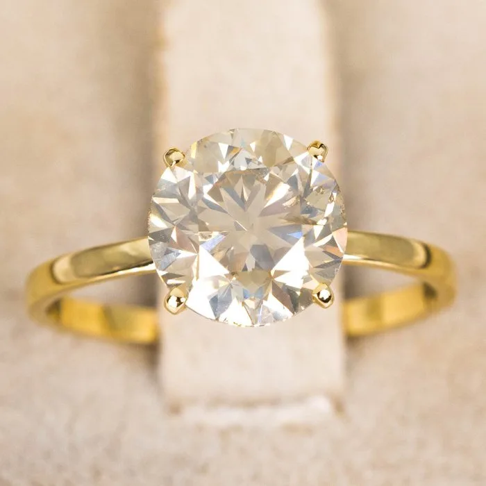 Ring - 14 kt. Yellow gold - 2.73ct. tw. Diamond (Natural coloured) - GCI
