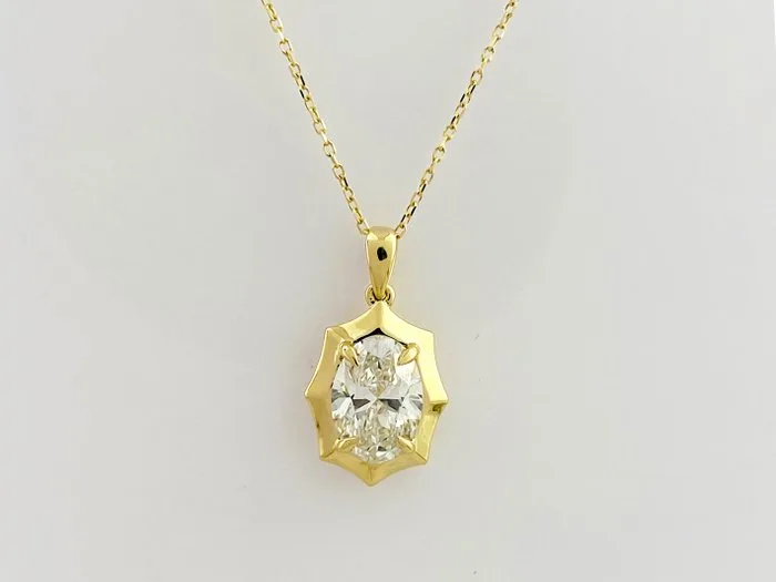 Necklace with pendant - 14 kt. Yellow gold - 2.02ct. tw. Diamond (Lab-grown)