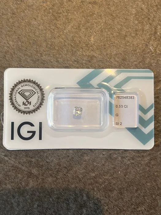 1 pcs Diamond (Natural) - 0.53 ct - Cushion - G - SI2 - International Gemological Institute (IGI)