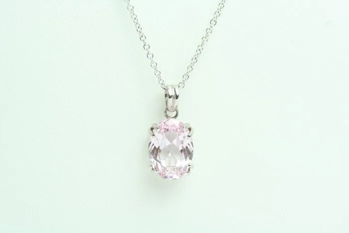 Necklace - 18 kt. White gold Quartz - Rose quartz necklace